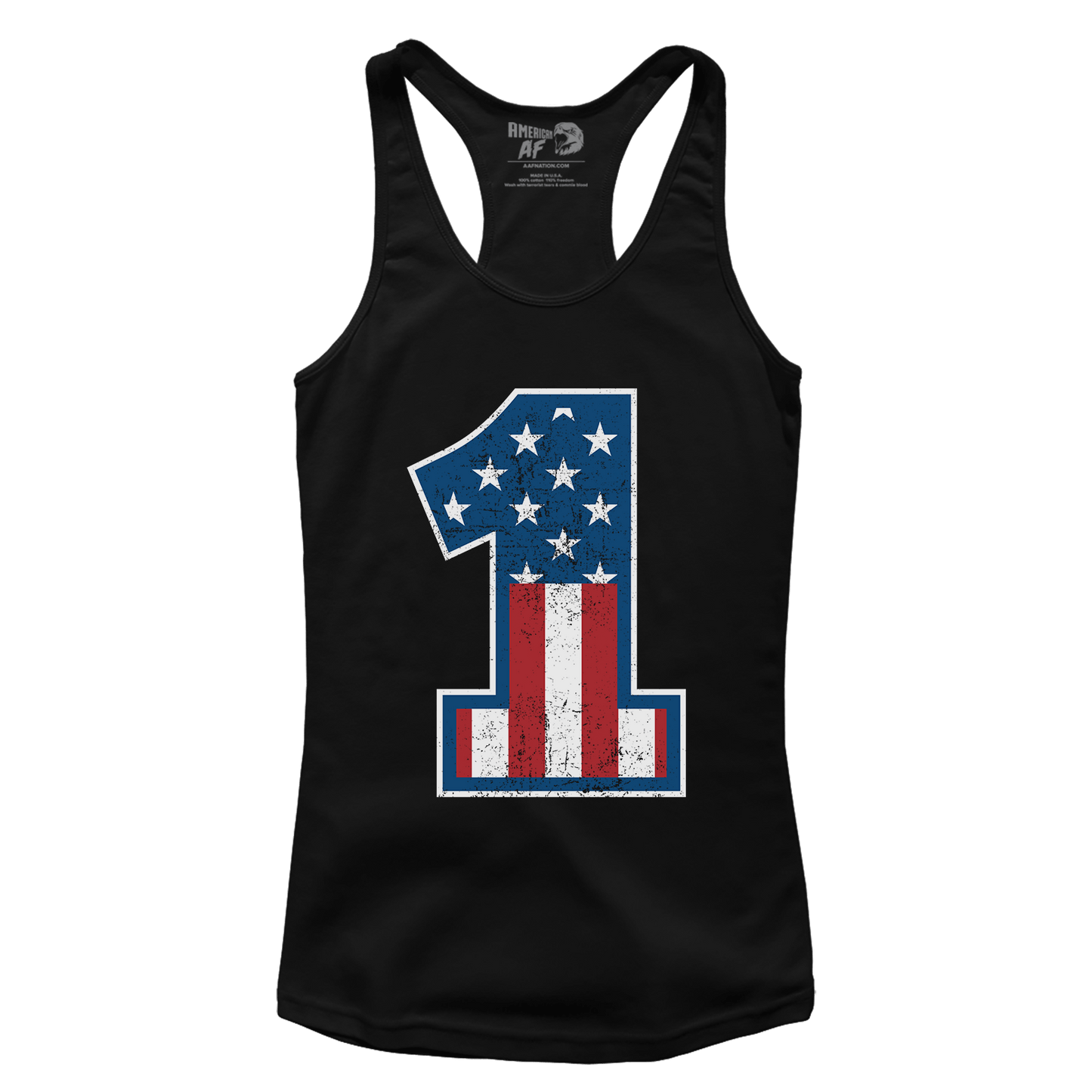 T-shirt Premium Ladies Racerback Tank / Black / XS Number 1 Flag (Ladies)