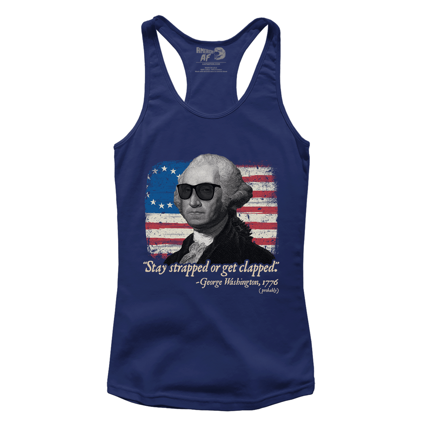 T-shirt Premium Ladies Racerback Tank / Midnight Navy / XS Stay Strapped or Get Clapped V2 (Ladies)