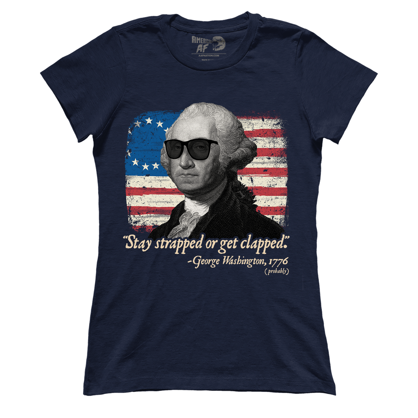 T-shirt Premium Ladies Tee / Midnight Navy / XS Stay Strapped or Get Clapped V2 (Ladies)