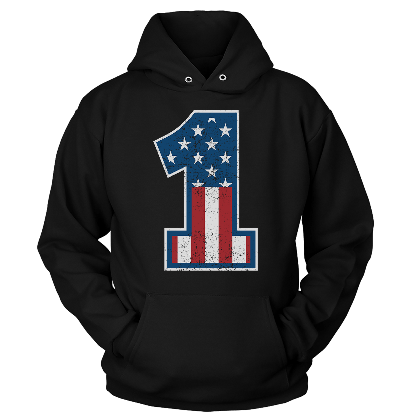 T-shirt Premium Soft Hoodie / Black / XS Number 1 Flag (Ladies)