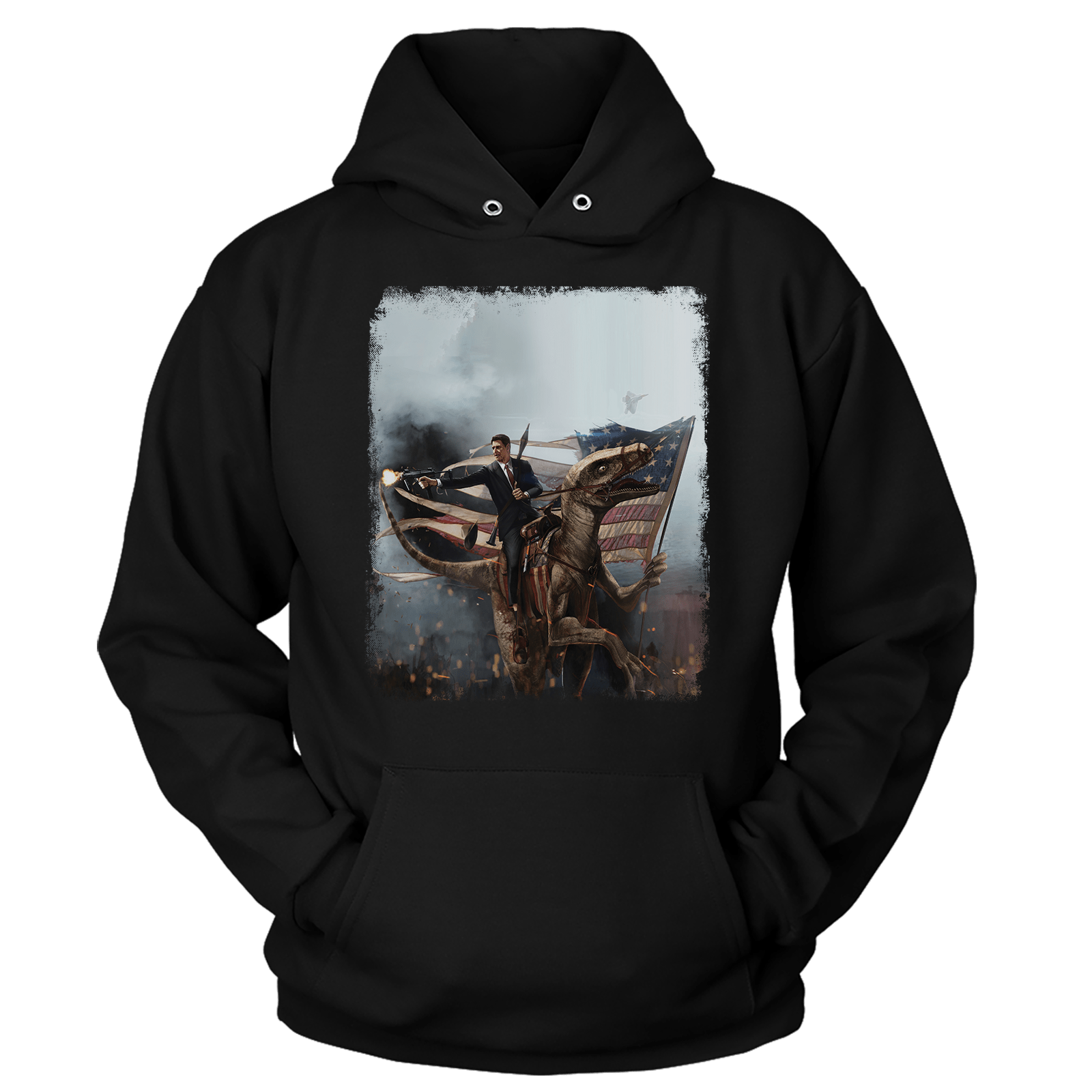 Apparel Unisex Hoodie / Black / S Ronald Reagan - Velociraptor