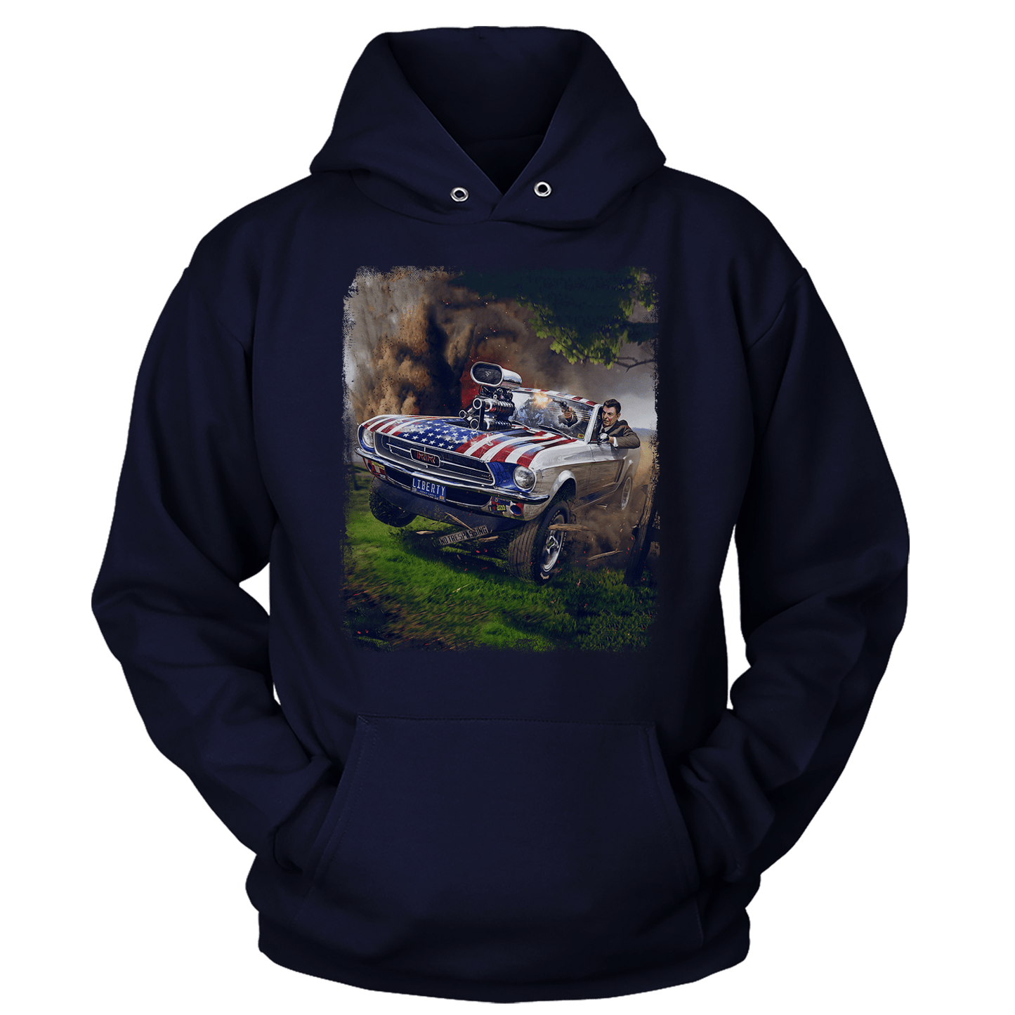 T-shirt Unisex Hoodie / Navy / S Reagan Stang