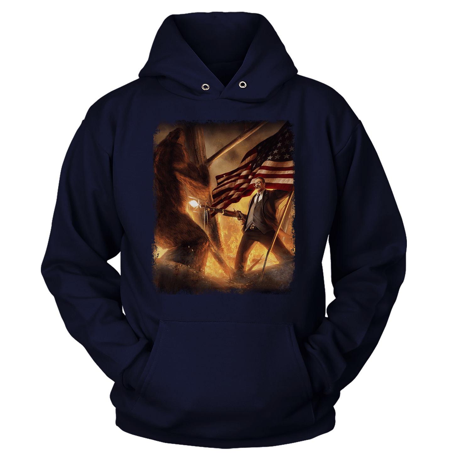 Apparel Premium Soft Hoodie / True Navy / XS Teddy Roosevelt VS Bigfoot (Ladies)