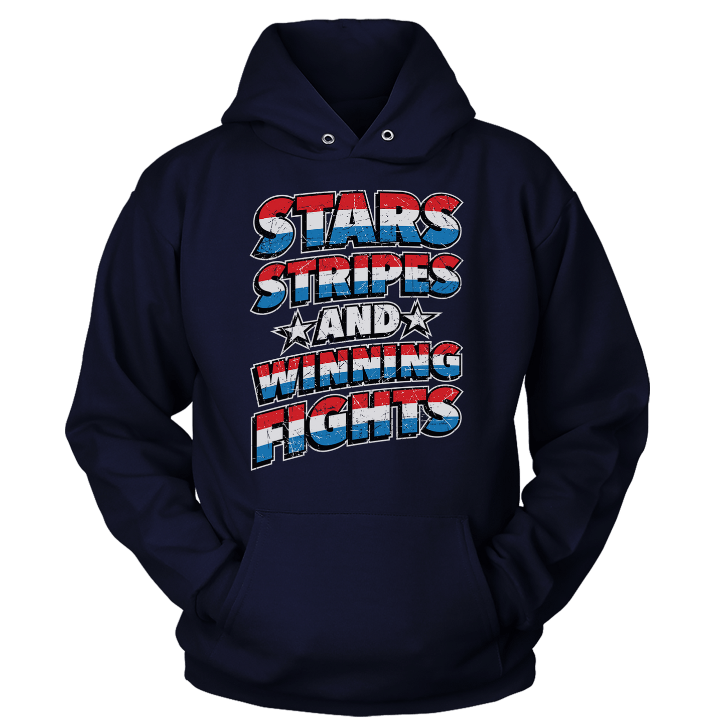 T-shirt Premium Soft Hoodie / True Navy / XS Stars Stripes and Winning Fights (Ladies)
