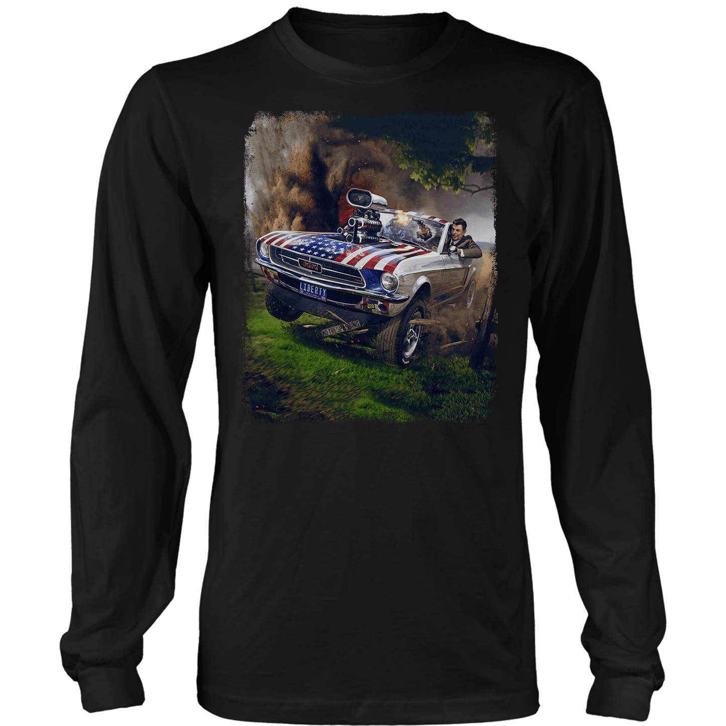 T-shirt Mens Long Sleeve / Black / S Reagan Stang