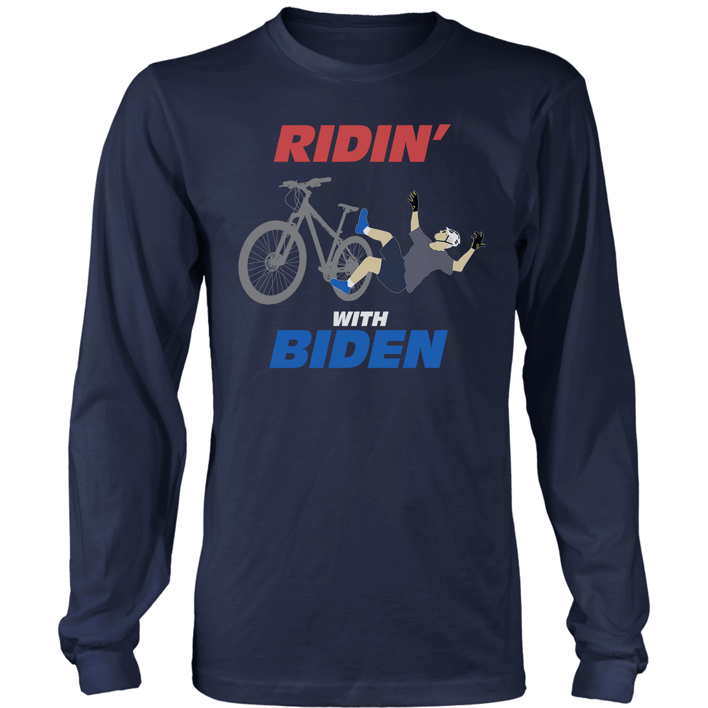 T-shirt Mens Long Sleeve / Midnight Navy / S Ridin' with Biden