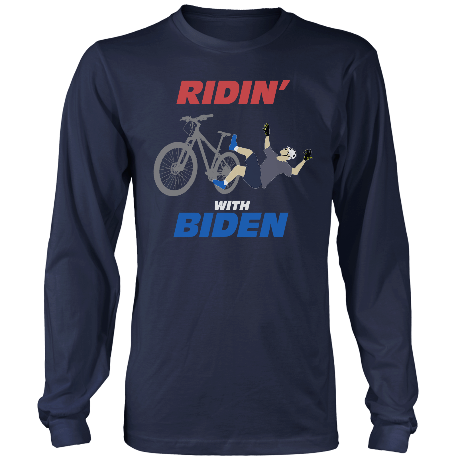 T-shirt Mens Long Sleeve / Midnight Navy / S Ridin' with Biden