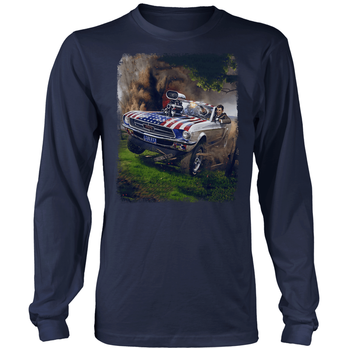 T-shirt Mens Long Sleeve / Midnight Navy / S Reagan Stang