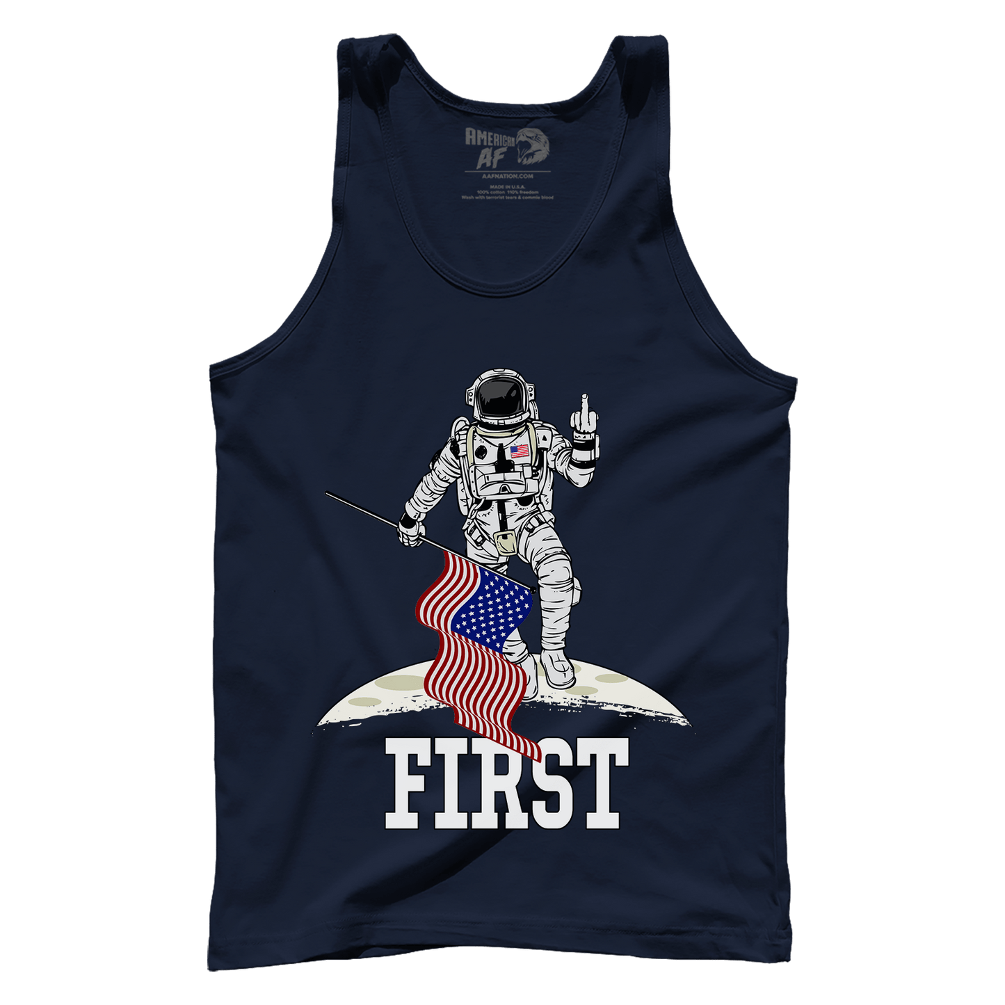 T-shirt Premium Mens Tank / Navy / XS First On The Moon