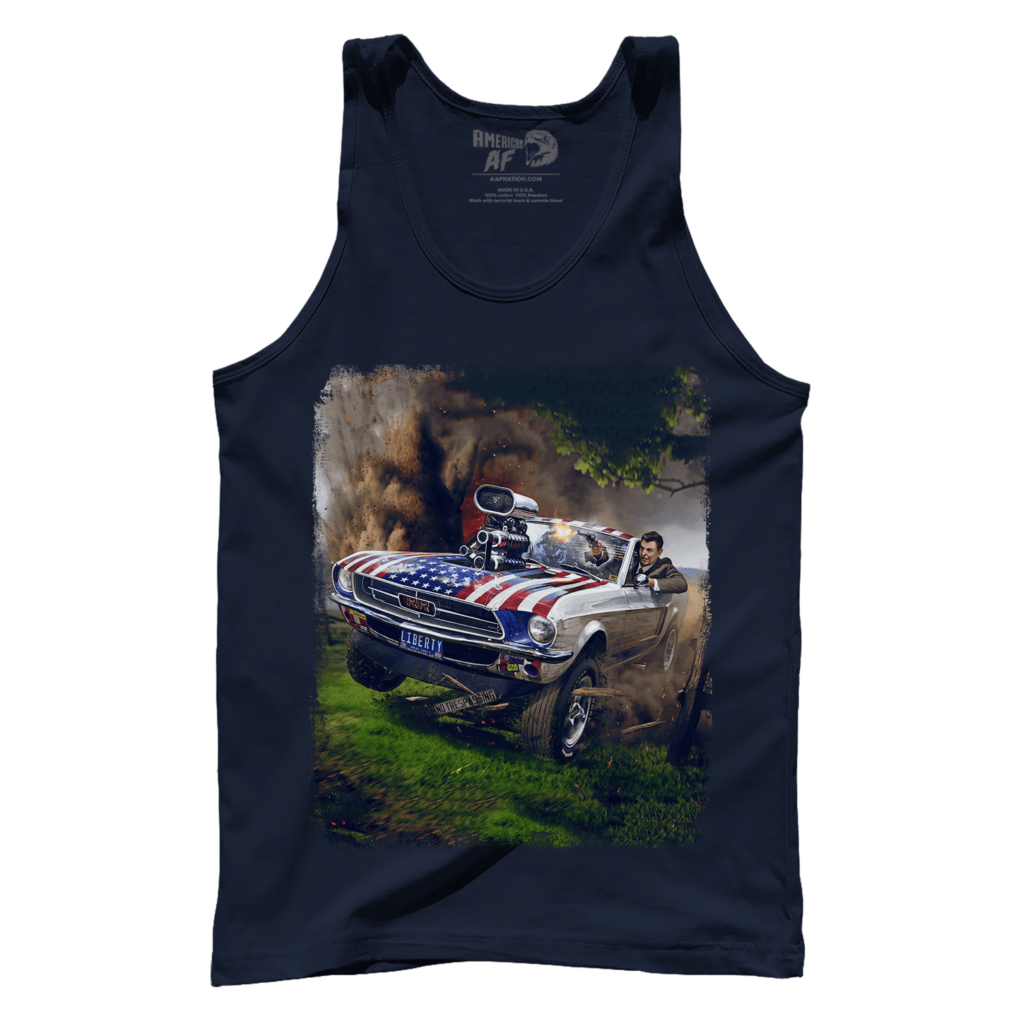 T-shirt Premium Mens Tank / Navy / XS Reagan Stang