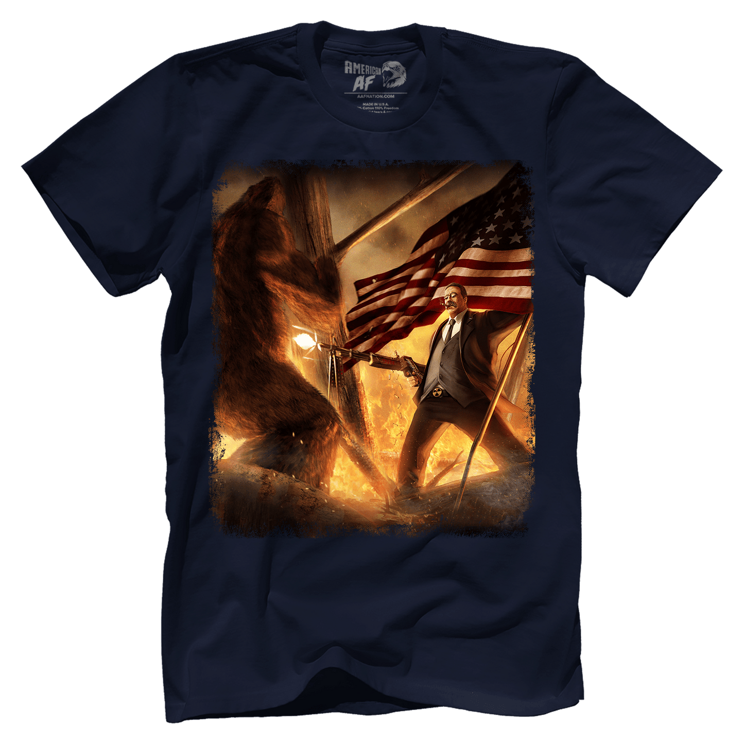 Apparel Premium Mens Shirt / Midnight Navy / XS Teddy Roosevelt VS Bigfoot