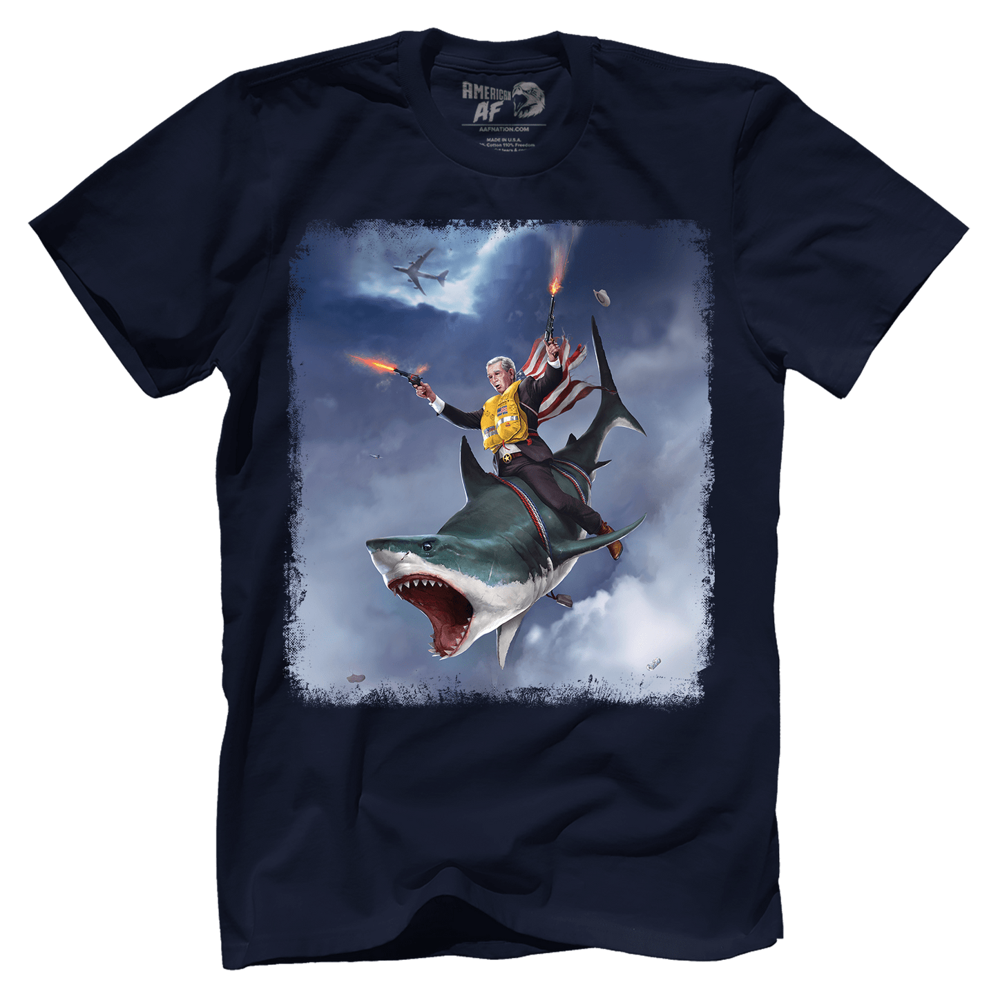 Apparel Premium Mens Shirt / Midnight Navy / XS Cowboy Dubya - The Shark Rider