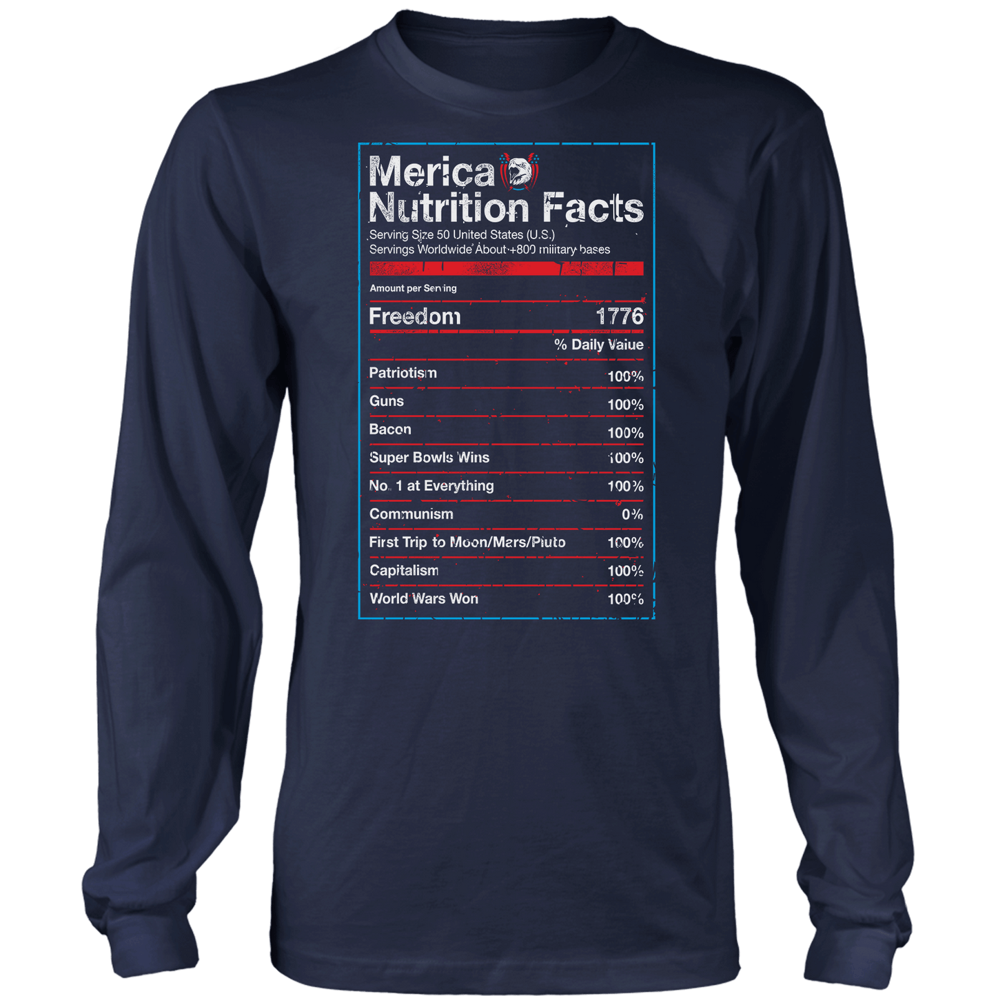 T-shirt Mens Long Sleeve / Midnight Navy / S Merican Ingredients