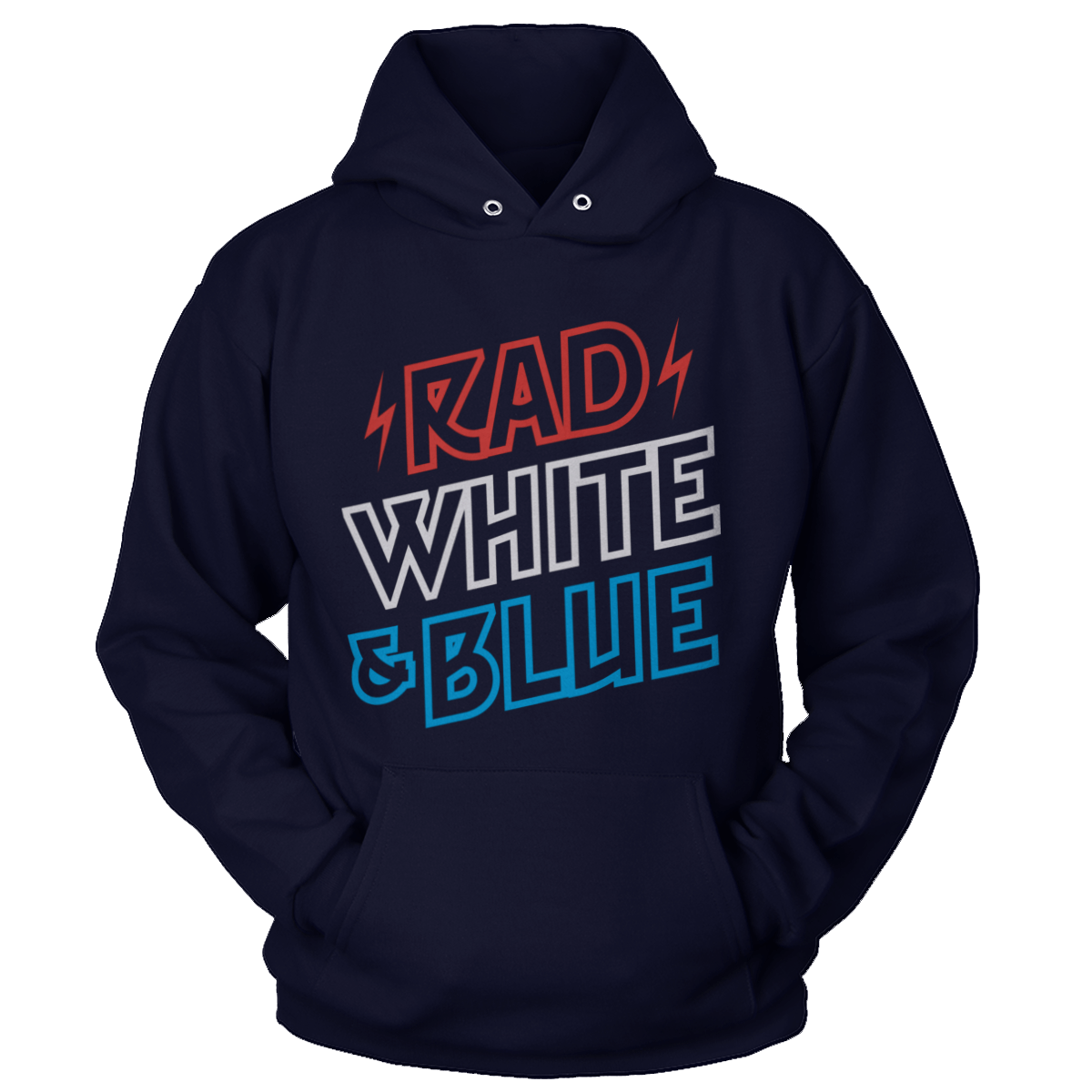 T-shirt Unisex Hoodie / Navy / S Rad White & Blue