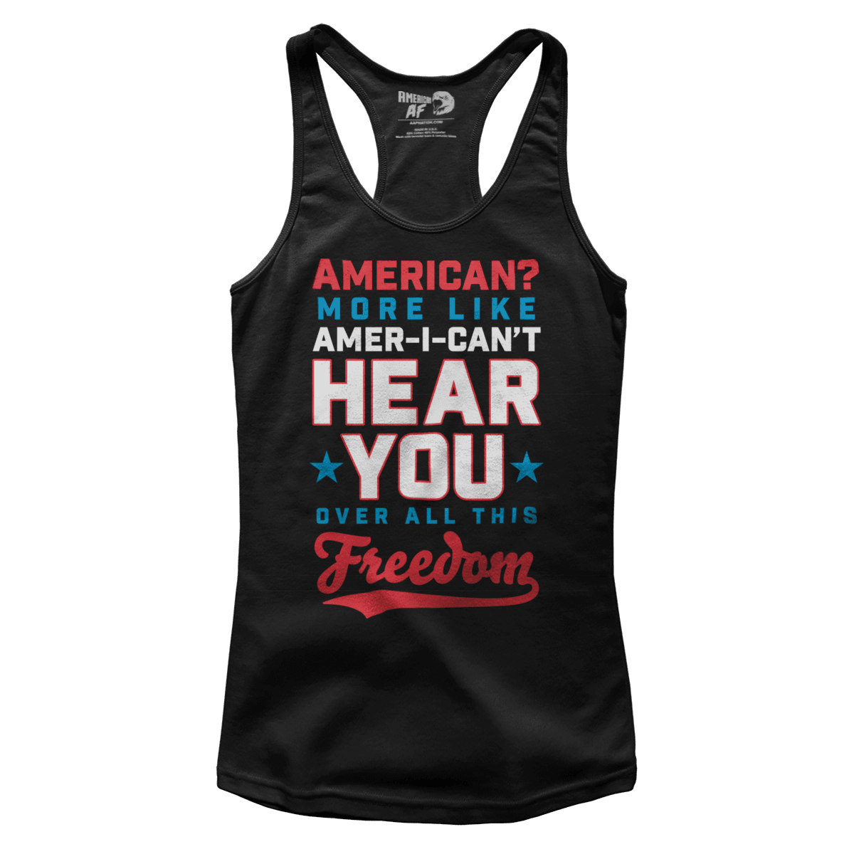 T-shirt Premium Ladies Racerback Tank / Black / XS Amer I Can't Hear You (Ladies)