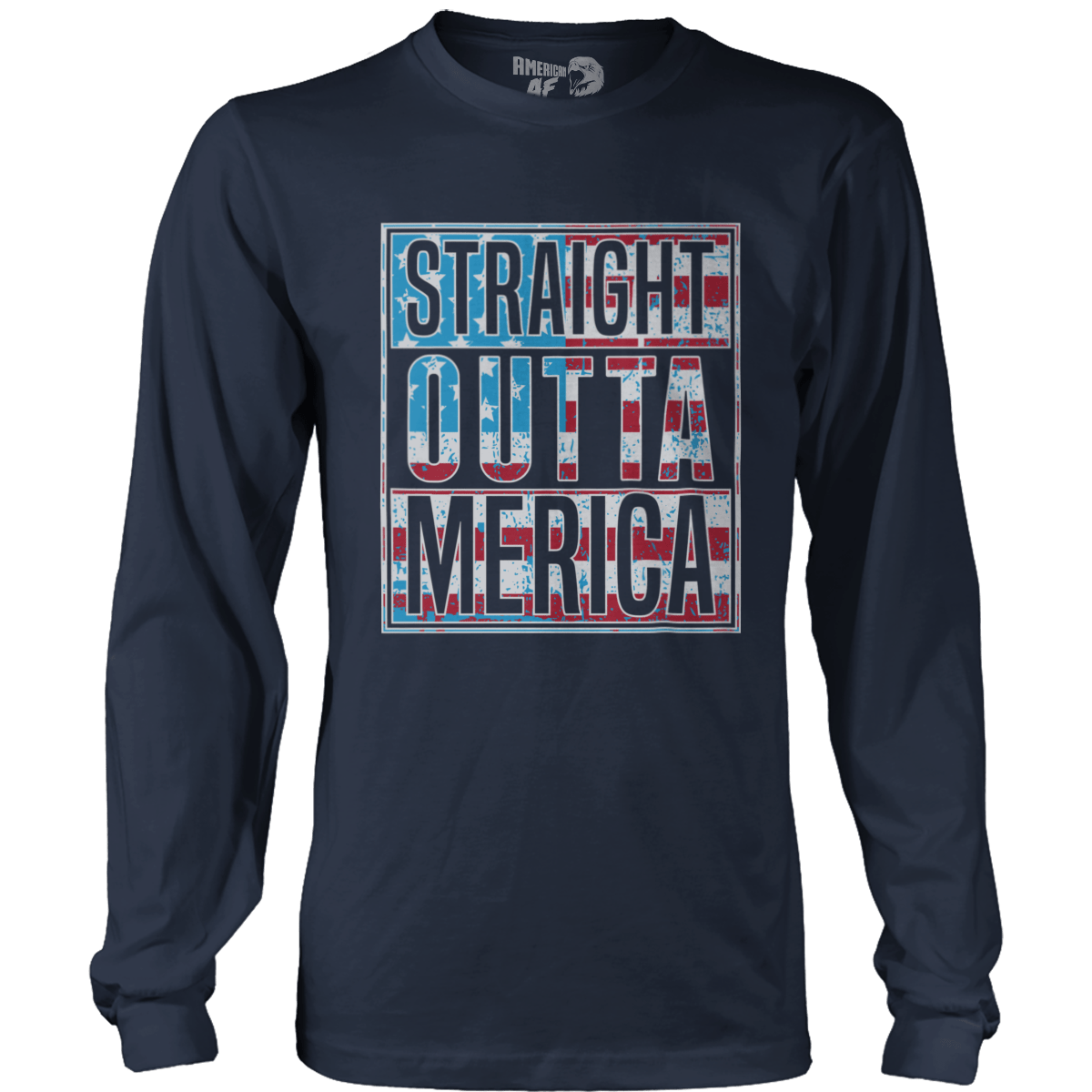 T-shirt Mens Long Sleeve / Midnight Navy / S Straight Outta MERICA!