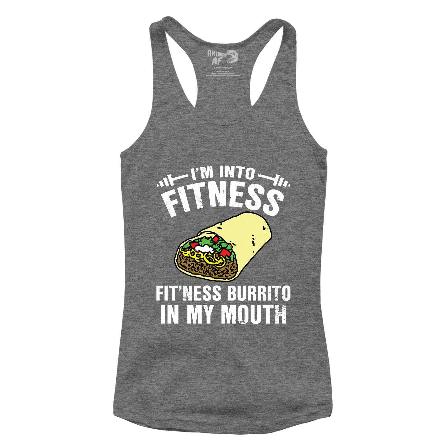 T-shirt Premium Ladies Racerback Tank / Heather Gray / XS Fitness Burrito (Ladies)