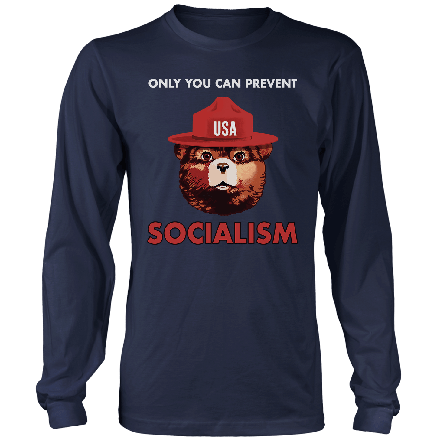 T-shirt Mens Long Sleeve / Navy / S USA Bear