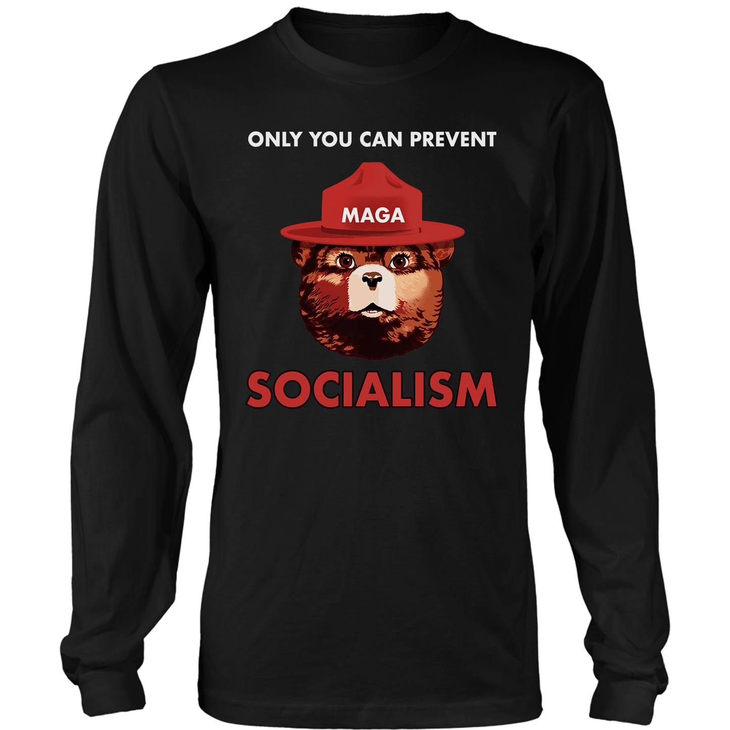T-shirt Mens Long Sleeve / Black / S MAGA Bear