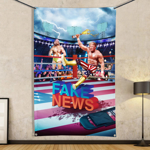 Trump Hogan Fake News - Flag
