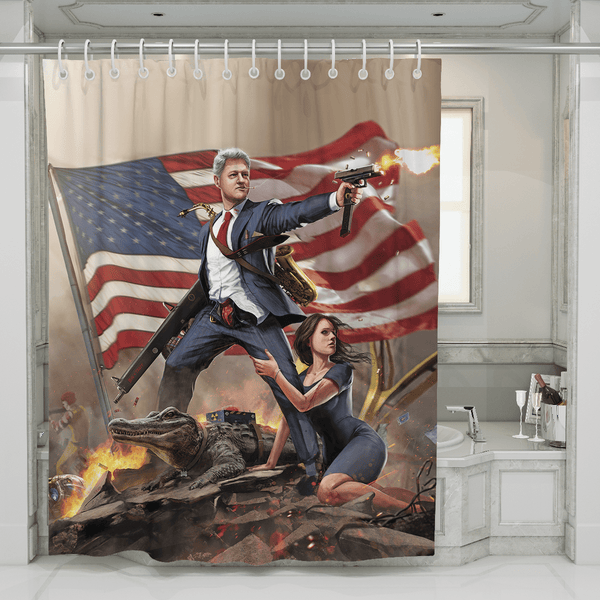 Bill Clinton Slayer In Chief - Shower Curtain