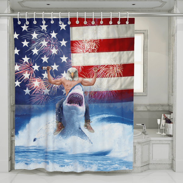 Shark Riding Eagle - Shower Curtain