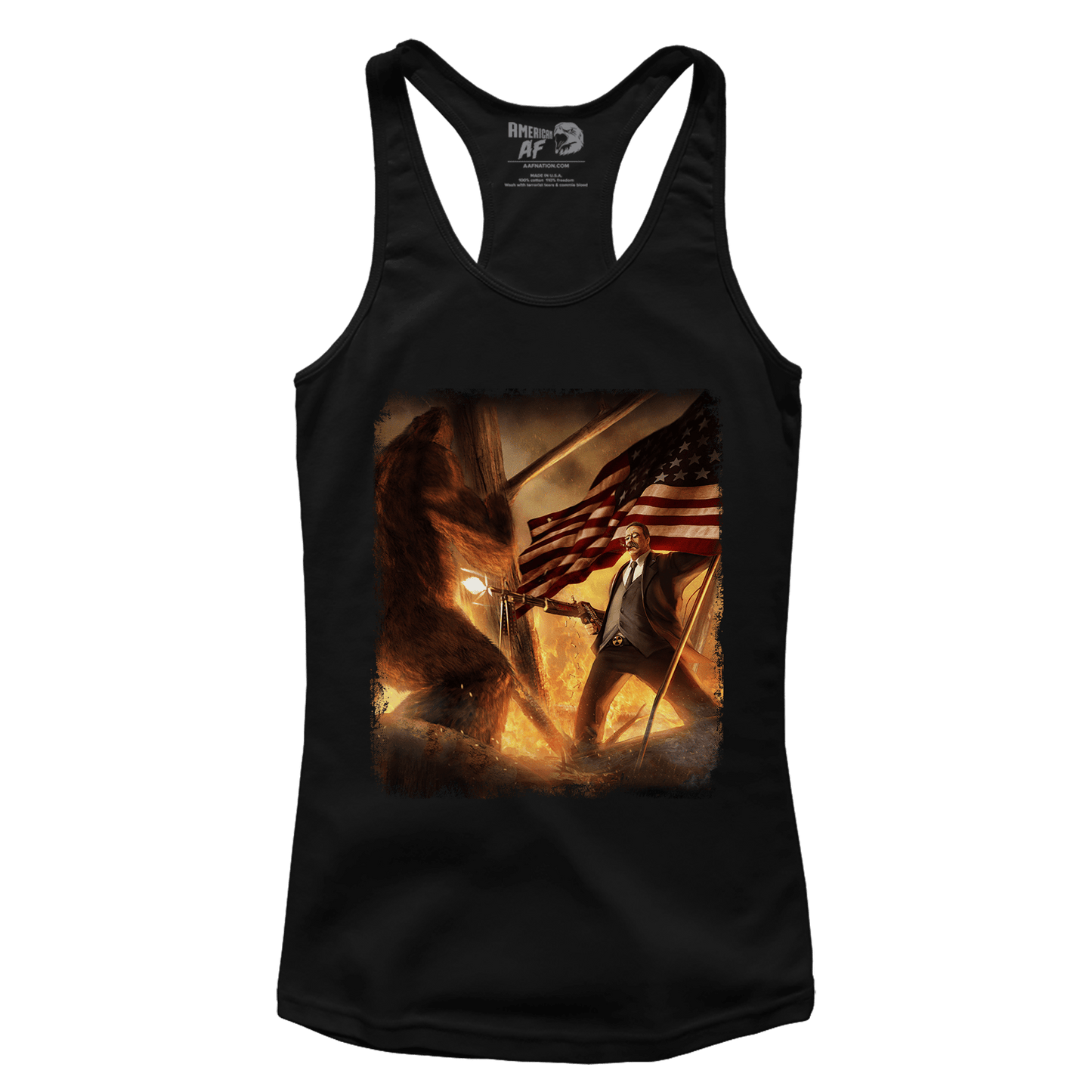 Apparel Premium Ladies Racerback Tank / Black / XS Teddy Roosevelt VS Bigfoot (Ladies)
