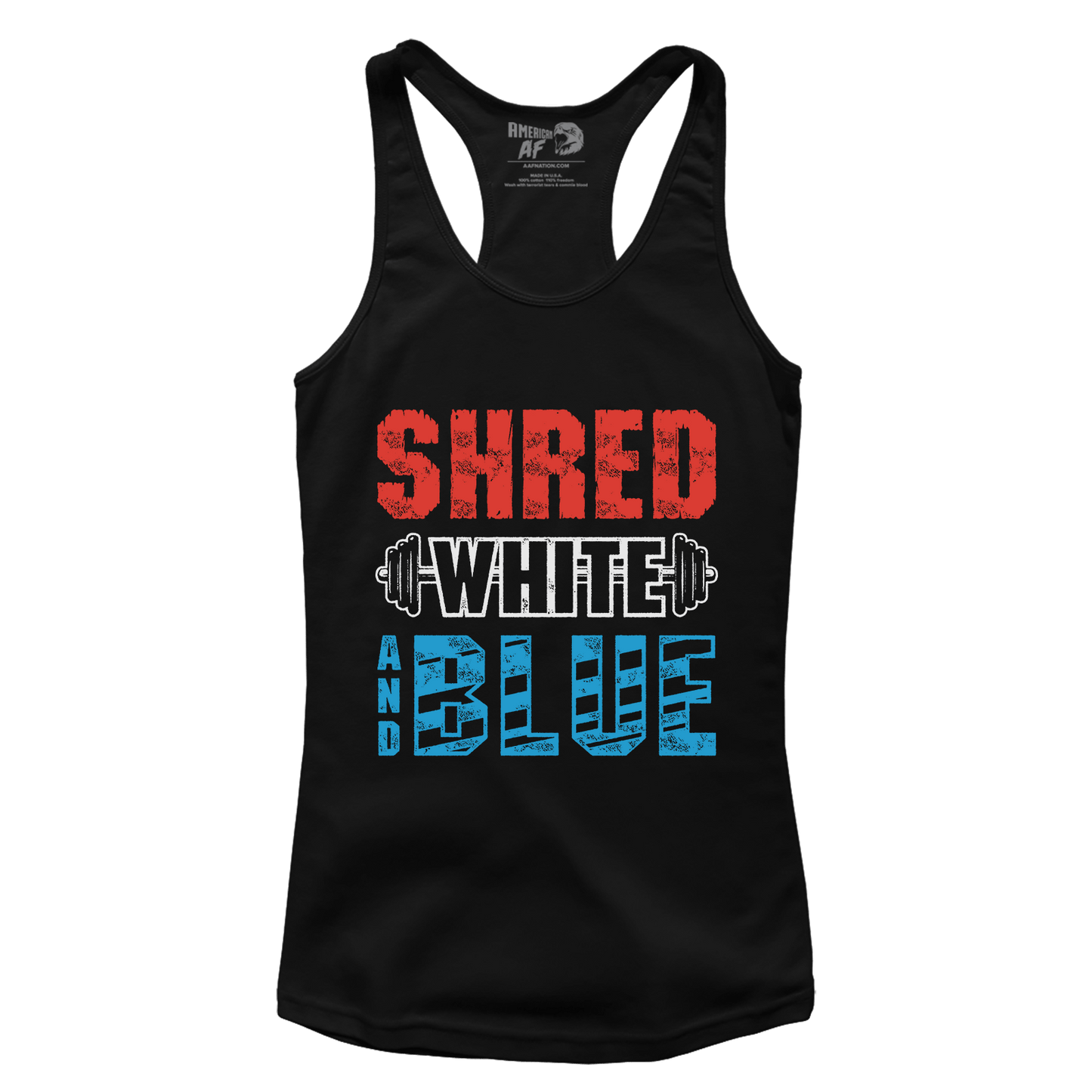Apparel Premium Ladies Racerback Tank / Black / XS Shred White And Blue (Ladies)
