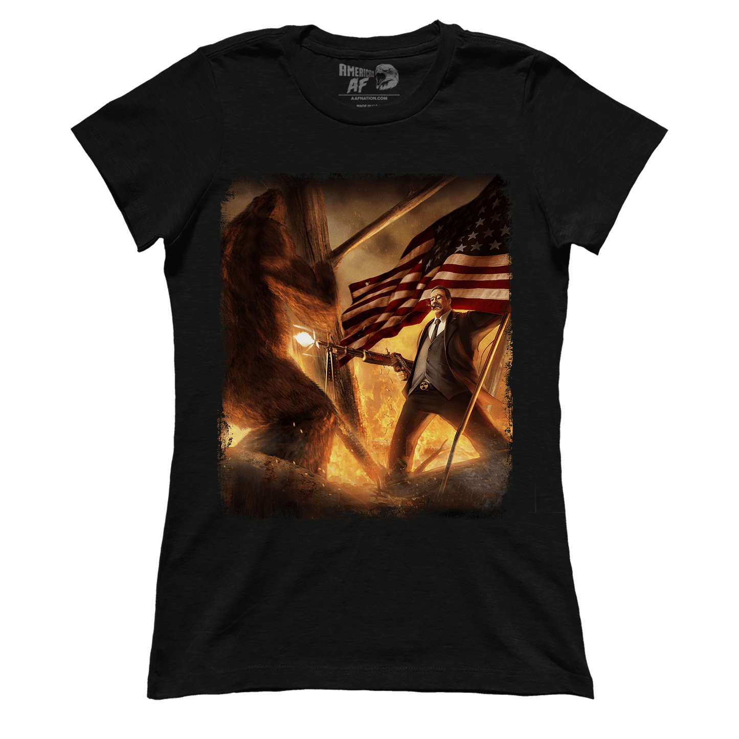 Apparel Premium Ladies Tee / Black / XS Teddy Roosevelt VS Bigfoot (Ladies)