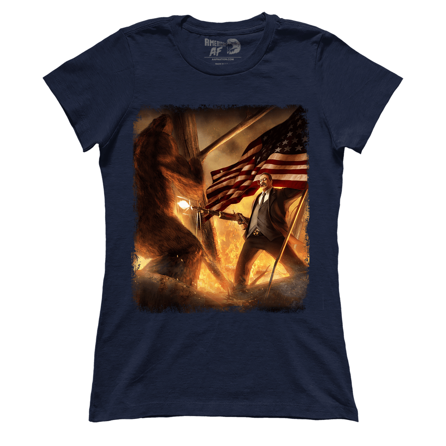 Apparel Premium Ladies Tee / Midnight Navy / XS Teddy Roosevelt VS Bigfoot (Ladies)