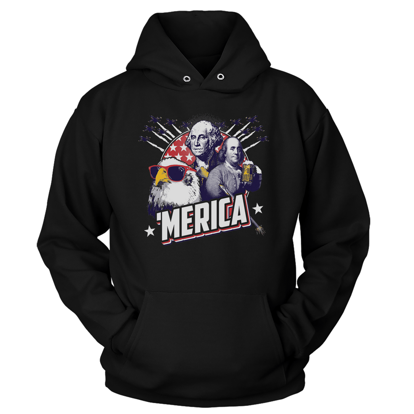 T-shirt Premium Soft Hoodie / Black / XS Merica F Yeah (Ladies)