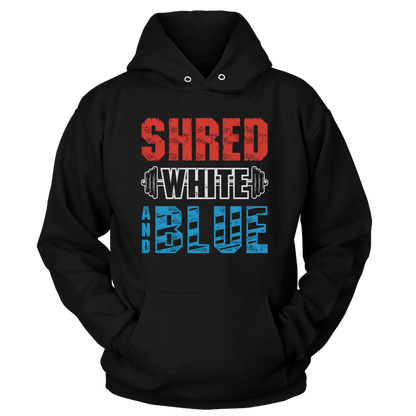 Apparel Unisex Hoodie / Black / S Shred White And Blue