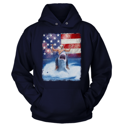T-shirt Unisex Hoodie / Navy / S Shark Riding Eagle