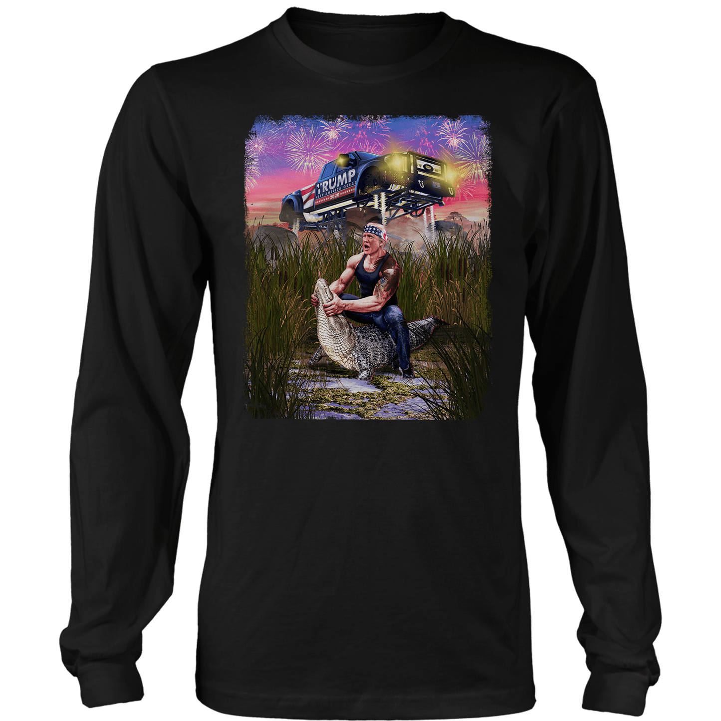 T-shirt Mens Long Sleeve / Black / S Trump Gator Wrestling