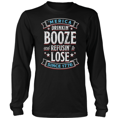 T-shirt Mens Long Sleeve / Black / S Booze Refuse Lose