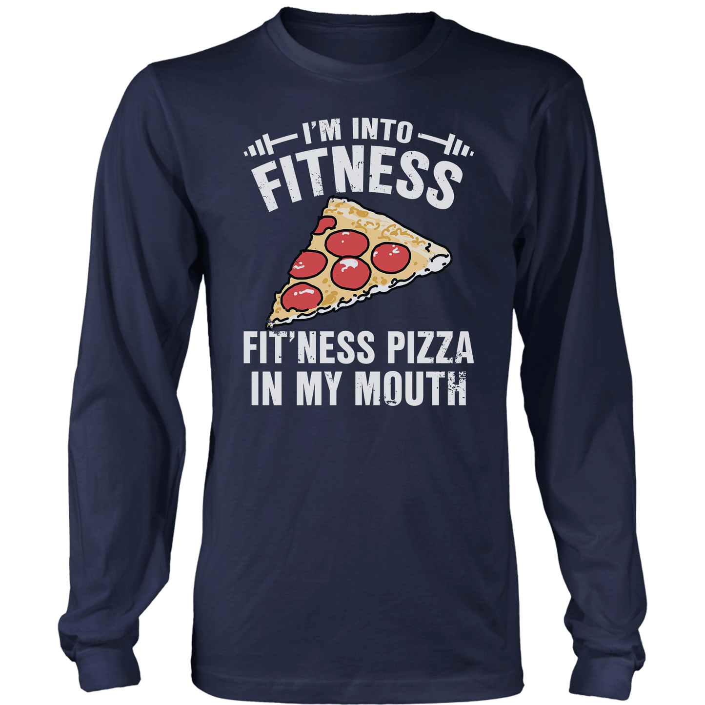 T-shirt Mens Long Sleeve / Midnight Navy / S Fitness Pizza