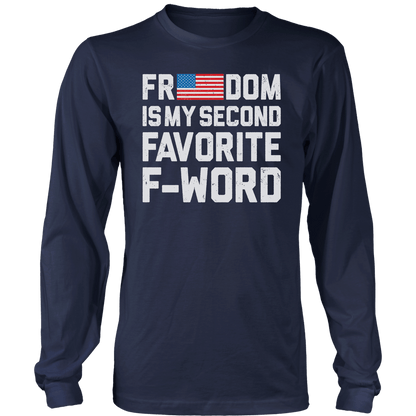 T-shirt Mens Long Sleeve / Midnight Navy / S Freedom Favorite Word