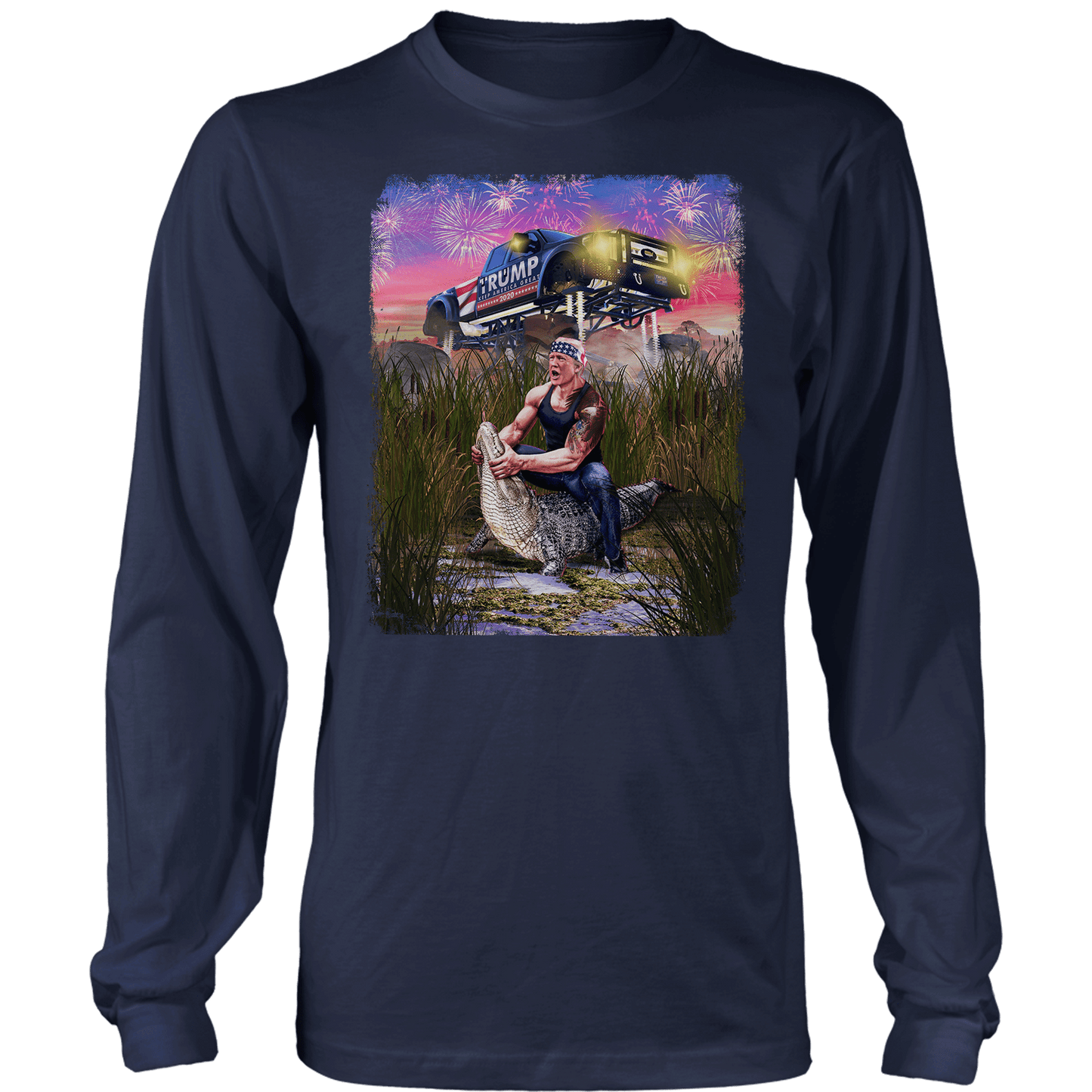 T-shirt Mens Long Sleeve / Midnight Navy / S Trump Gator Wrestling