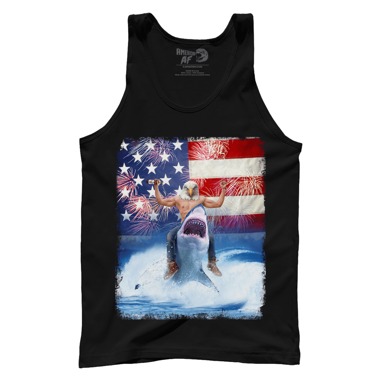 T-shirt Premium Mens Tank / Black / XS Shark Riding Eagle