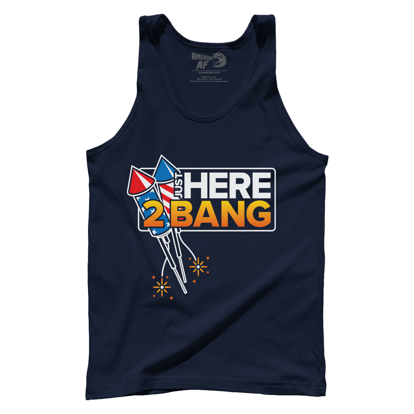Apparel Premium Mens Tank / Navy / XS Here 2 Bang
