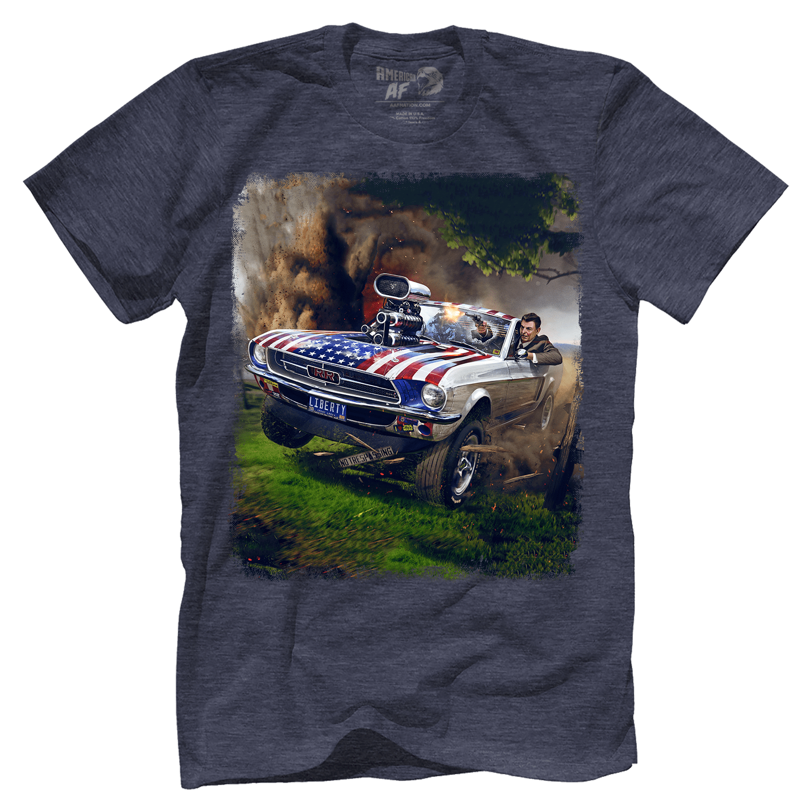 T-shirt Premium Mens Triblend Shirt / Vintage Navy / S Reagan Stang