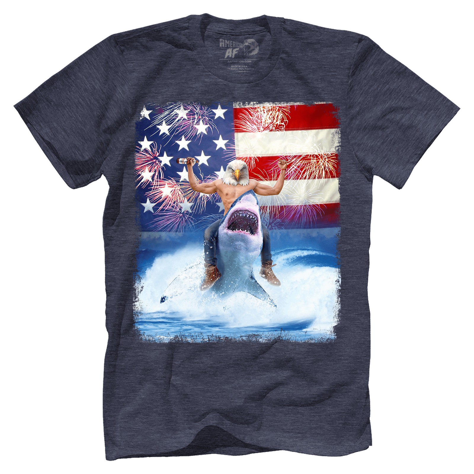 T-shirt Shark Riding Eagle