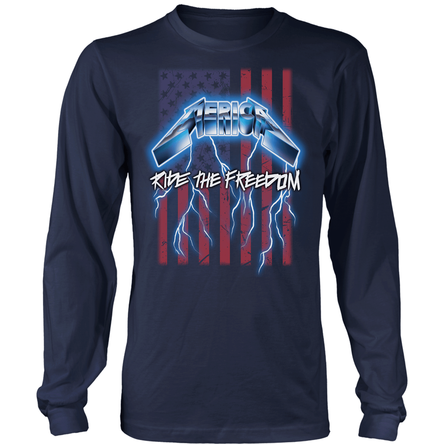 T-shirt Mens Long Sleeve / Midnight Navy / S Ride the Freedom