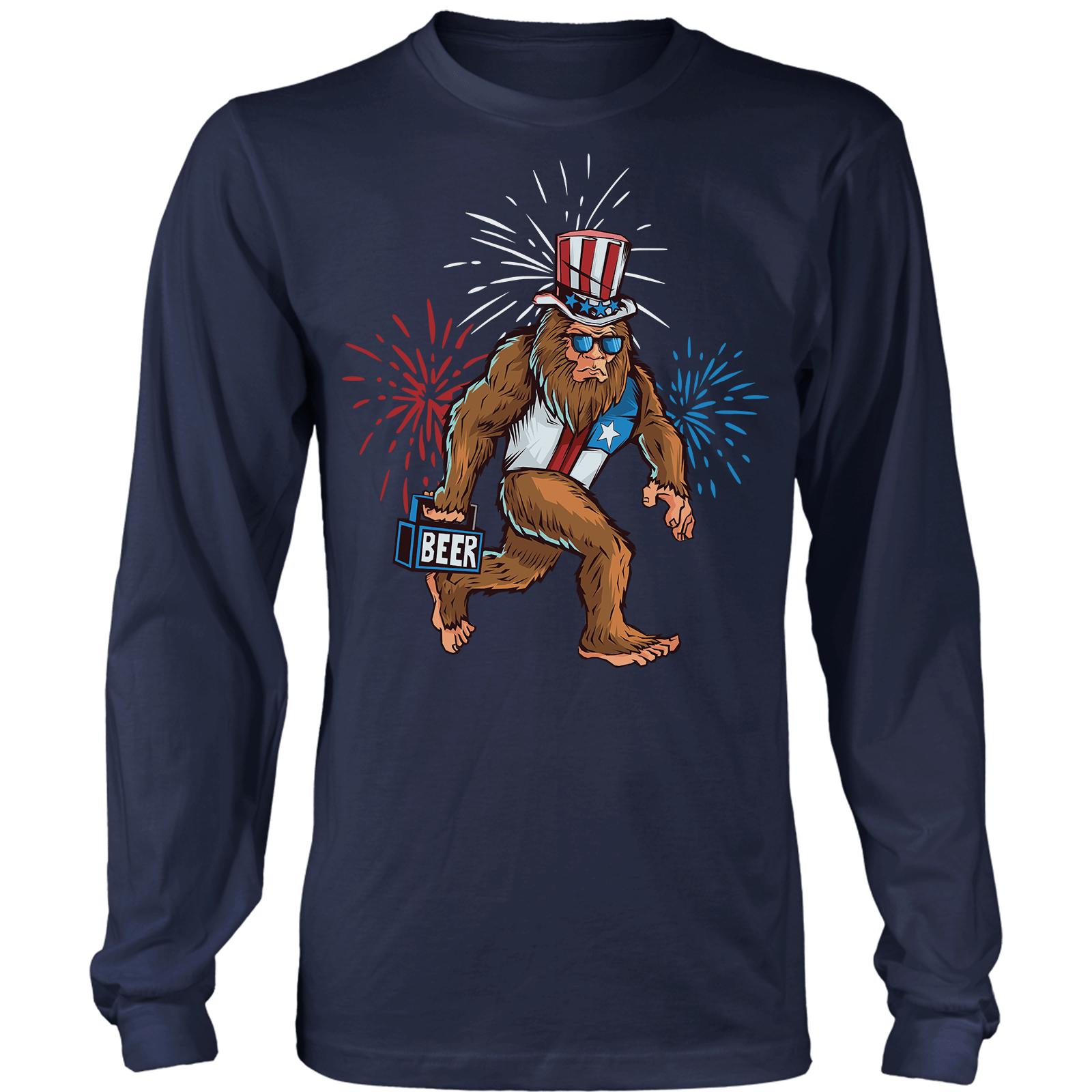 T-shirt Mens Long Sleeve / Midnight Navy / S Sasquatch Forever Beer Run
