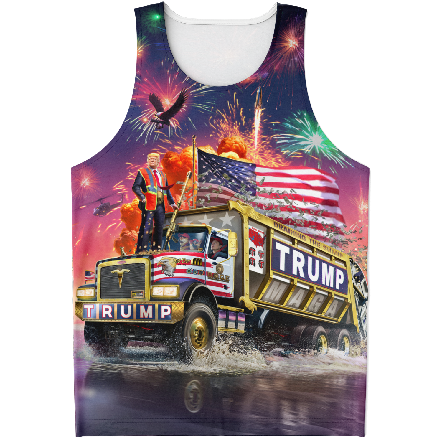 Trump DOGE Garbage Truck 2025 All Over Print Tank Top