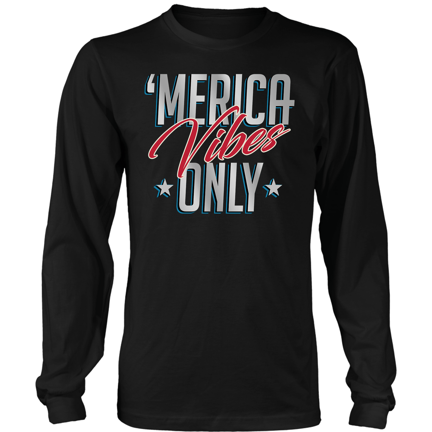 T-shirt Mens Long Sleeve / Black / S Merica Vibes Only