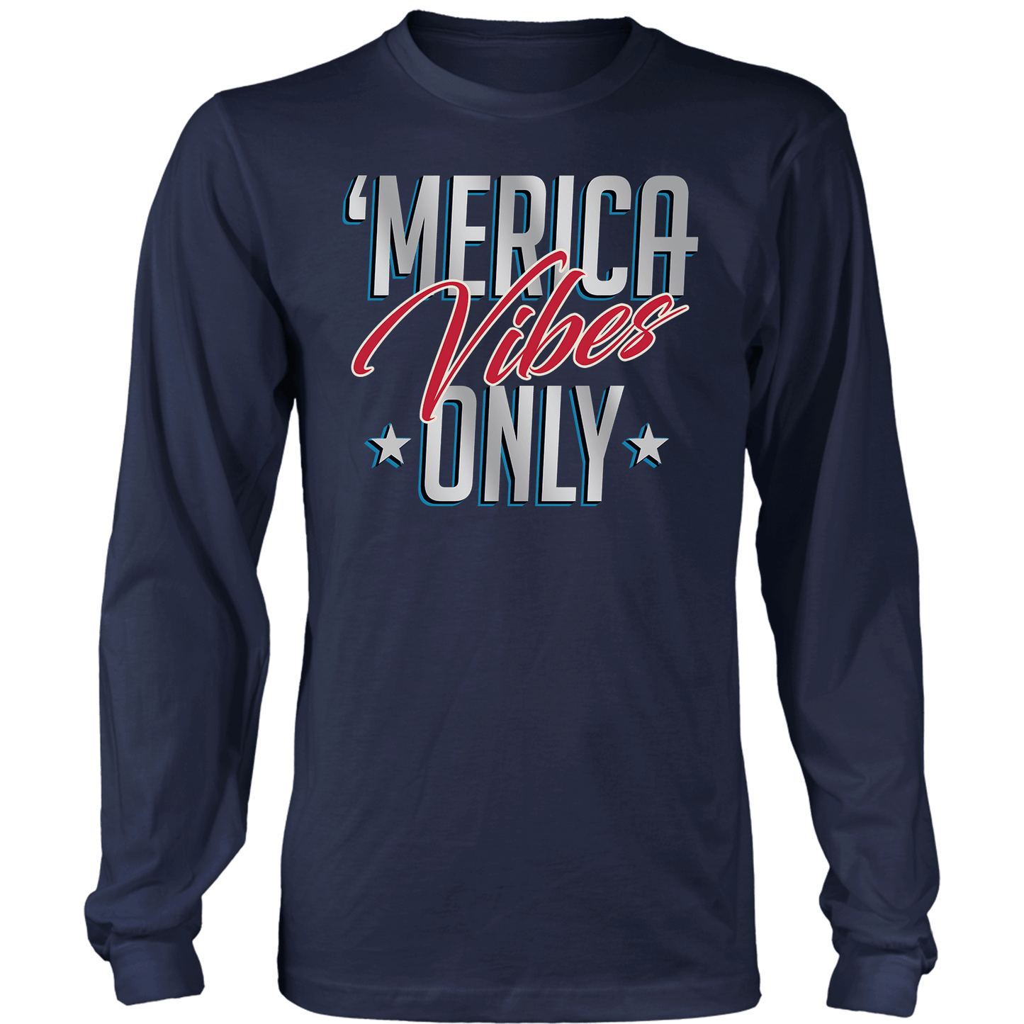 T-shirt Mens Long Sleeve / Midnight Navy / S Merica Vibes Only