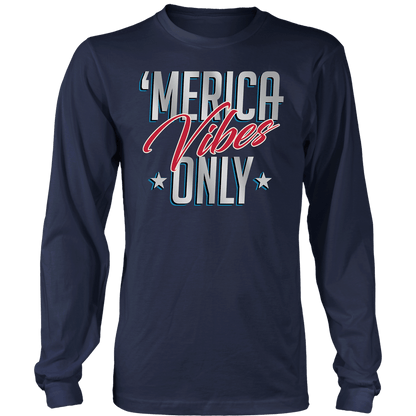 T-shirt Mens Long Sleeve / Midnight Navy / S Merica Vibes Only