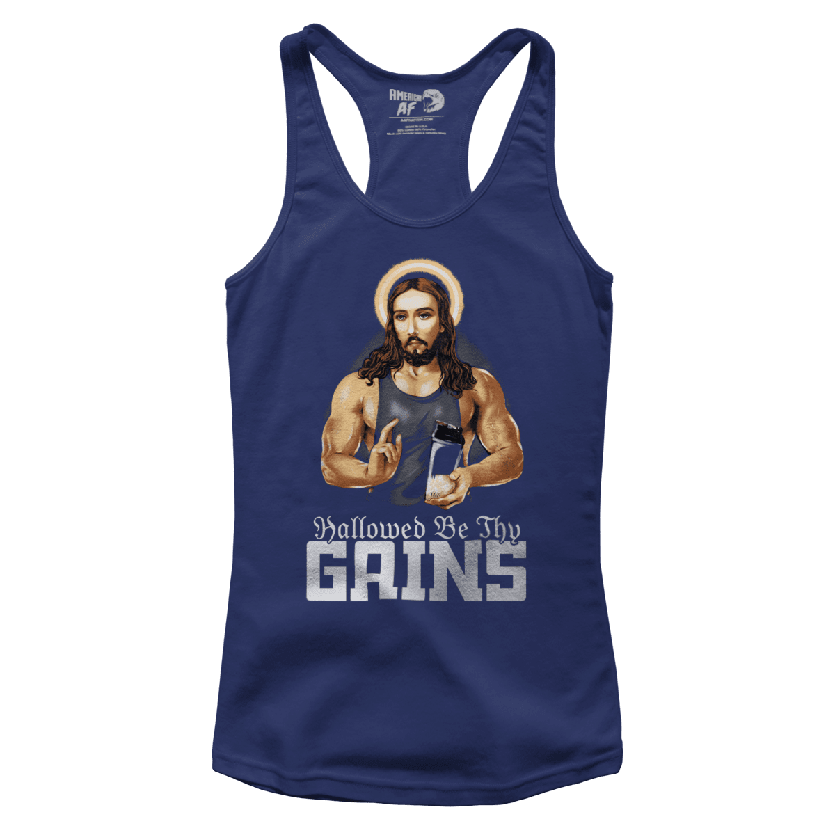 T-shirt Premium Ladies Racerback Tank / Midnight Navy / XS Hallowed Be Thy Gains (Ladies)