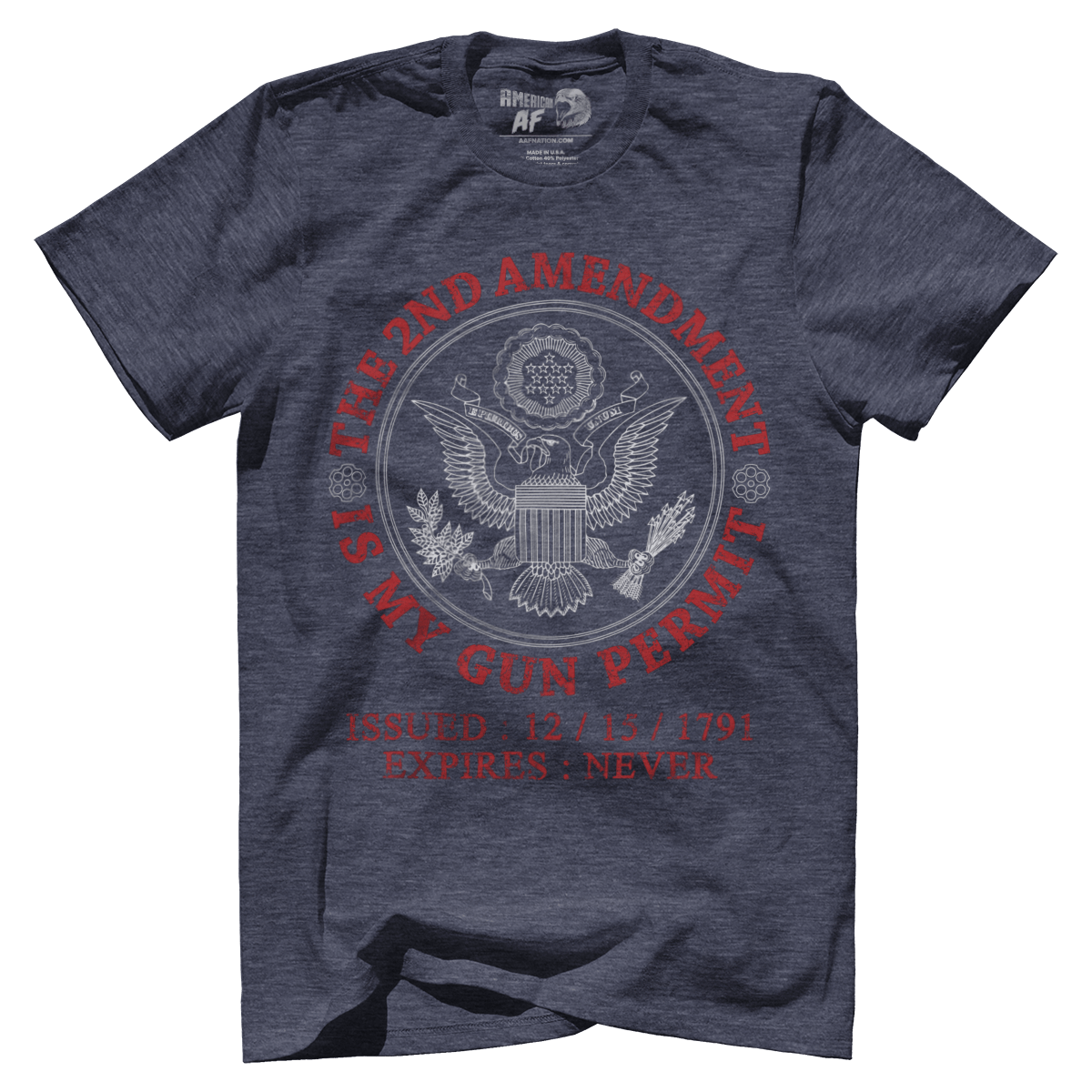 T-shirt Premium Mens Triblend Shirt / Vintage Navy / S The 2nd Amendment - Gun Permit
